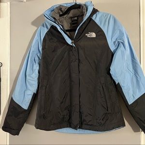 The North Face Black and Sky Blue Ski Jacket